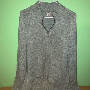 L.L. Bean Cotton Knit Zip Up Sweater Green